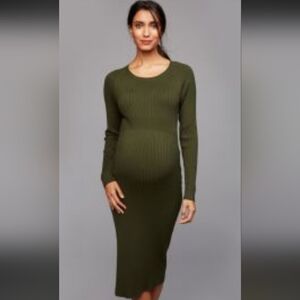 Ripe Maternity Forest Green Long Sleeve Dress